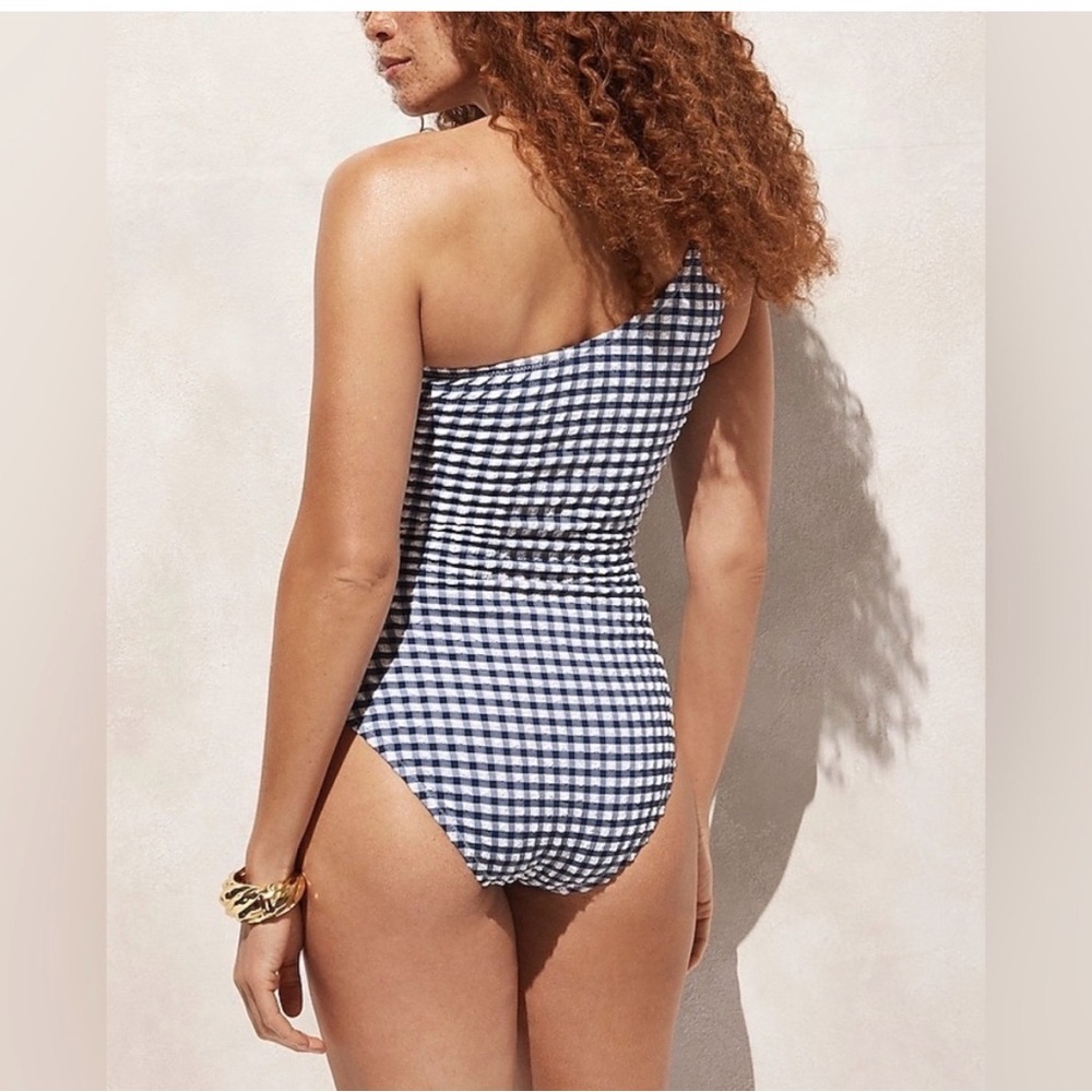 J. Crew Ruched One Shoulder One Piece Swimsuit in Gingham size 8 - Picture 7 of 7